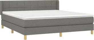 vidaXL Cama Box Spring Con Colch&oacute;n Tela Gris Oscuro 160x200 Cm Vidaxl