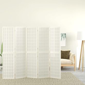 vidaXL Biombo Plegable Con 5 Paneles Estilo Japon&eacute;s Blanco 200x170 Cm Vidaxl
