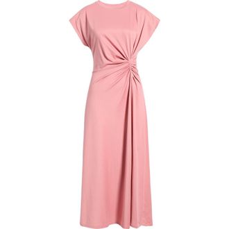 Nordstrom Crew Neck Side Twist Midi T-Shirt Dress in Pink Compact at Nordstrom, Size Xx-Small