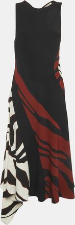Roberto Cavalli Multicolour Zebra Print Crepe Asymmetric Maxi Dress