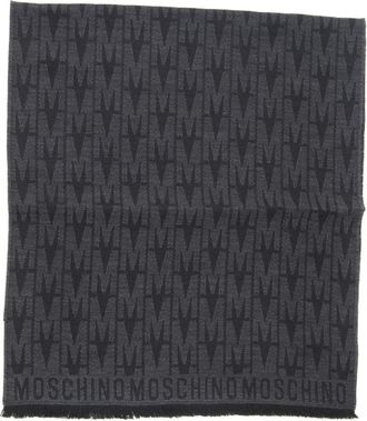 Moschino Logo Bicolored Wollen Sjaal - Heren - Wintersjaals - Zwart - ONE Size - Wol - Accessoires