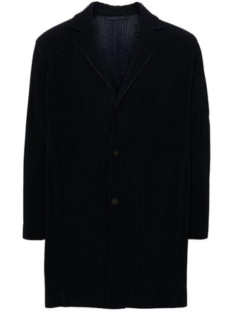 Homme Pliss&eacute; Issey Miyake pliss&eacute;-effect coat - Blue
