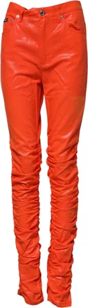Dolce & Gabbana Womens Orange Cotton High Waisted Denim Jeans Clothing