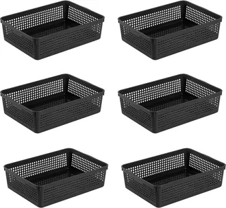 OEM Juego De 6 Cestas De Almacenamiento De Pl&aacute;stico Apilables, 34,5 X 25 X 9,2 Cm, Para Oficina O Cocina