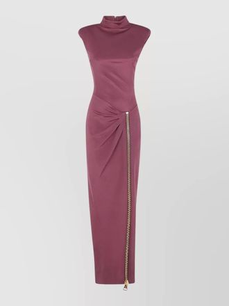 Balmain jersey slit long dress high neckline