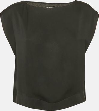 Emporio Armani Black Silk Cropped Top