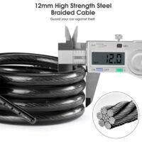 OEM Candado Negro Para Bicicleta, 120 Cm X 12 Mm, Candado De Cable Para Bicicletas, Patinetes, Motocicletas Y Puertas Con C&oacute;digo Inteligente De 5 D&iacute;gitos 