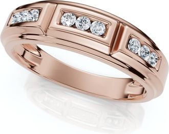 Pompeii3 1/4Ct TW Round Diamond Mens Nine Stone Wedding Ring High Polished Band 10k Gold