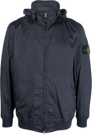 Stone Island Compass-logo zip-up windbreaker - men - Polyamide/Polyurethane Resin - L - Blue