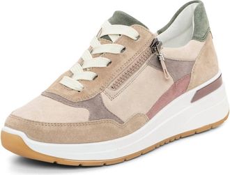 Ara Womens Side Zip Multi-Color Mixed Material Wedge Sneaker In Sand/shell/moon/altrosa