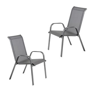 ED&Egrave;N JARD&Iacute; Pack de 2 sillones de jard&iacute;n apilables aluminio antracita