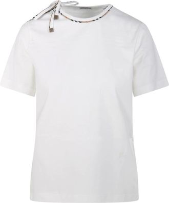 Burberry Tops, Dames, Wit, S, Katoen, Frankie Strik T-shirt