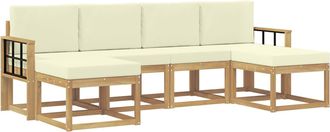 vidaXL Conjunto De Sof&aacute;s De Exterior 6 Uds. Blanco Y Crema Poli&eacute;ster Vidaxl