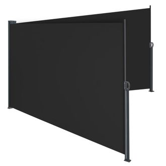 TecTake Toldo lateral doble, poli&eacute;ster, mecanismo, acero, negro 600x9x160cm