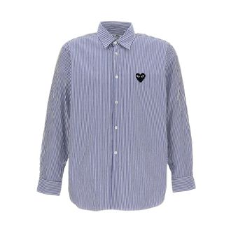 Comme Des Gar&ccedil;ons Axb018Stripe Striped Shirt - male - Comme des Gar&ccedil;ons Play - Casual Shirts - Blue - L - Shirts