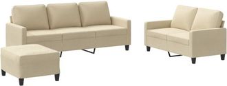 vidaXL Juego De Sof&aacute;s Con Cojines 3 Piezas Tela Crema Vidaxl