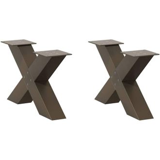 vidaXL Vidaxl - Patas Para Mesa De Centro En Forma De X (2 Unidades), Acero Natural, 60 X (30-31) Cm