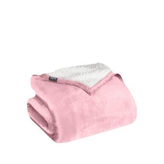 Bare Home Reversible Plush Fleece Blanket in Light Pink at Nordstrom, Size Full