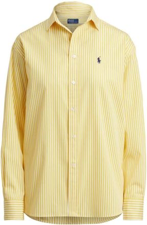 Ralph Lauren Yellow Spread Collar Logo Striped Shirt