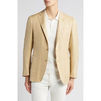 Canali Kei Trim Fit Solid Wool & Silk Blend Sport Coat in Yellow at Nordstrom Rack, Size 46 Us / 58 Eu Regular