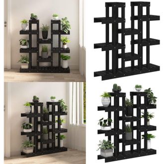 vidaXL Supporto per Piante Nero 104,5x25x109,5 cm Legno Massello Pino - Porta piante - Piante in vaso