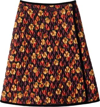 Burberry Gewatteerde rok met bloemenprint - Zwart