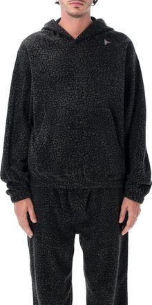 Roa Drowi Micro-Leopard Polar Fleece Boxy Hooded Sweatshirt