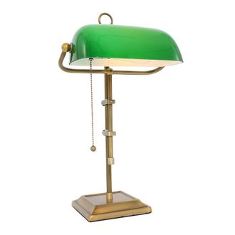 ETC Shop Lampada Da Banchiere Retr&ograve; A Led Con Paralume Verde Lampada Da Biblioteca Dal Design Vintage In Bronzo/ottone Regolabile In Altezza Lampada Da Tavolo 