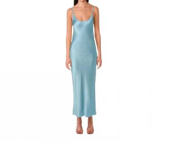 Mother of All Kelly Stretch Silk Slip Dress In Smoky Light Blue
