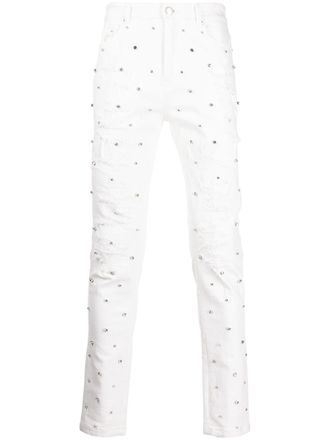 Gods Masterful Children Apocalypse cubic zirconia jeans - White
