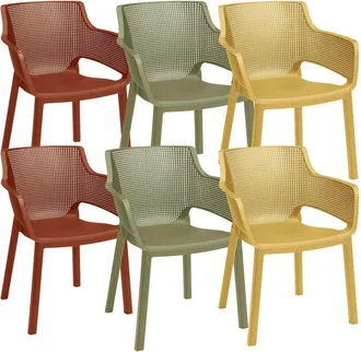 Keter Set 6 Sedie Impilabili Keter elisa In Polipropilene 2 Verde, 2 Rosso, 2 Giallo 61x54,5x79 Cm