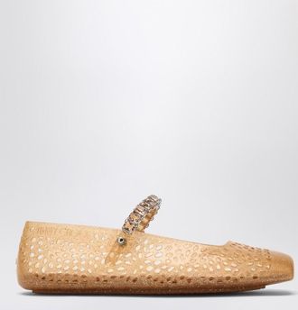 Jimmy Choo London The Jelly transparent beige ballet flats with crystals