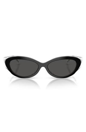 Jimmy Choo London 54mm Cat Eye Sunglasses in Black/Crystal /Dark Grey at Nordstrom