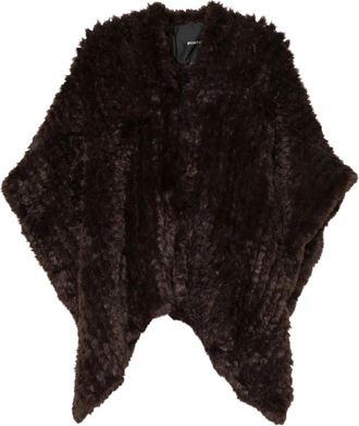 Pinko Cape Ciliegio - Dames - Ponchos - Bruin - ONE Size - Katoen - Jassen