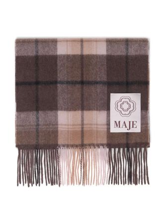 Maje checked fringed scarf - Marrone