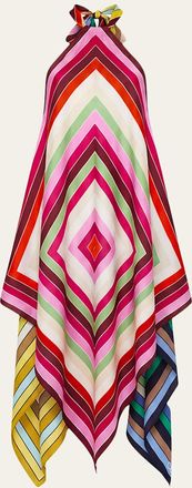 Diane Von F&uuml;rstenberg Harley Striped Silk Scarf Handkerchief Midi Dress
