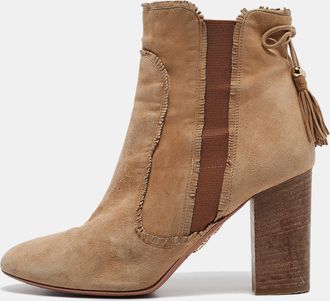 Aquazzura Brown Suede Tassel Accents Boots