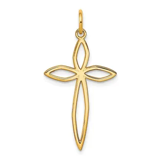 Diamond2Deal 14k Yellow Gold Laser Designed Passion Cross Pendant