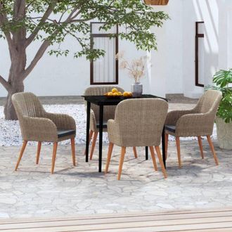 vidaXL Juego De Comedor De Jard&iacute;n 5 Piezas Con Cojines Marr&oacute;n Vidaxl