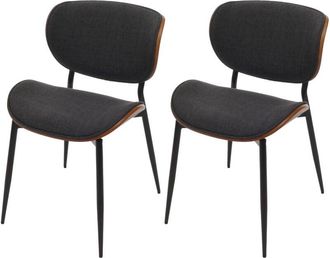 Hhg Hhg - Nunca Usado] Juego De 2 Sillas De Comedor 236, Tejido De Madera Curvada (370 G/m&sup2;) Certificado Oeko-tex Mvg, Aspecto Nogal, Gris Oscuro