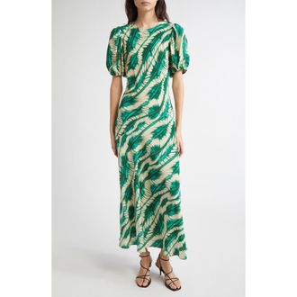 Ulla Johnson Ines Puff Sleeve Silk Maxi Dress in Acacia at Nordstrom, Size 6