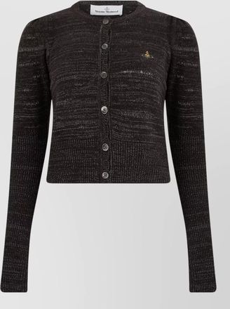 Vivienne Westwood metallic knit logo embroidered cardigan