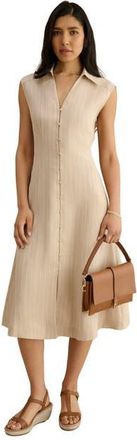 Hobbs London Charlize Button-Front Collared Dress in Neutral at Nordstrom, Size 14