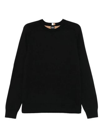BOSS crew-neck sweatshirt - men - Cotton/Virgin Wool - 3XL - Black