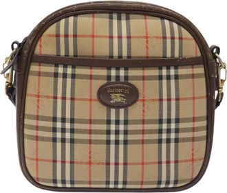 Burberry Nova Check Beige Canvas Shoulder Bag (Pre-Owned)