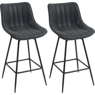 HOMCOM Swivel Bar Stools Set of 2, PU Leather Upholstered Bar Chairs, Black