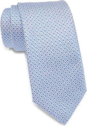 BOSS Grid Silk Blend Tie in Light/Pastel Blue at Nordstrom