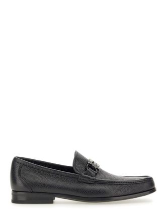 Ferragamo Black Textured Loafers