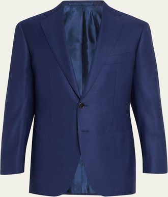 Cesare Attolini Mens Wool Mini-Check Two-Piece Suit