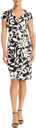 Maggy London Matte Jersey Faux Wrap Dress in Black/Ivory at Nordstrom Rack, Size 18 (Similar To 16W)